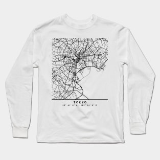 TOKYO JAPAN BLACK CITY STREET MAP ART Long Sleeve T-Shirt